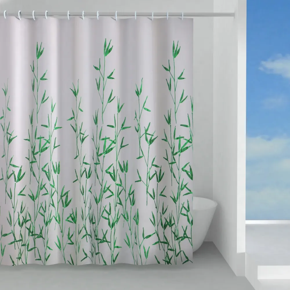 Tenda doccia tessuto 120x200 cm modello Eucalipto di Gedy - Bianco e Verde