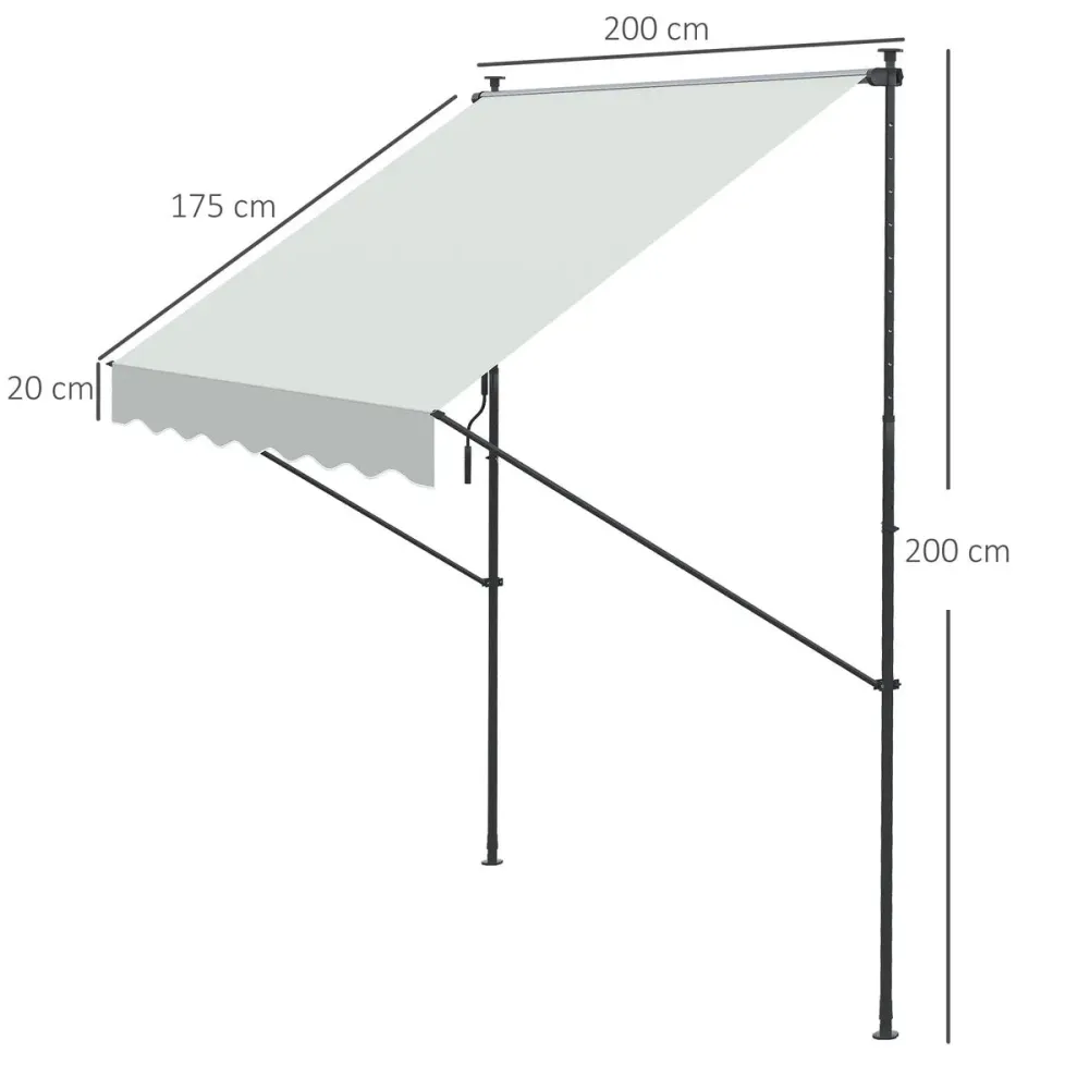 Toldo manual Zamora Outsunny desmontable + protección UV40+ crema 210-310x200x175 cm
