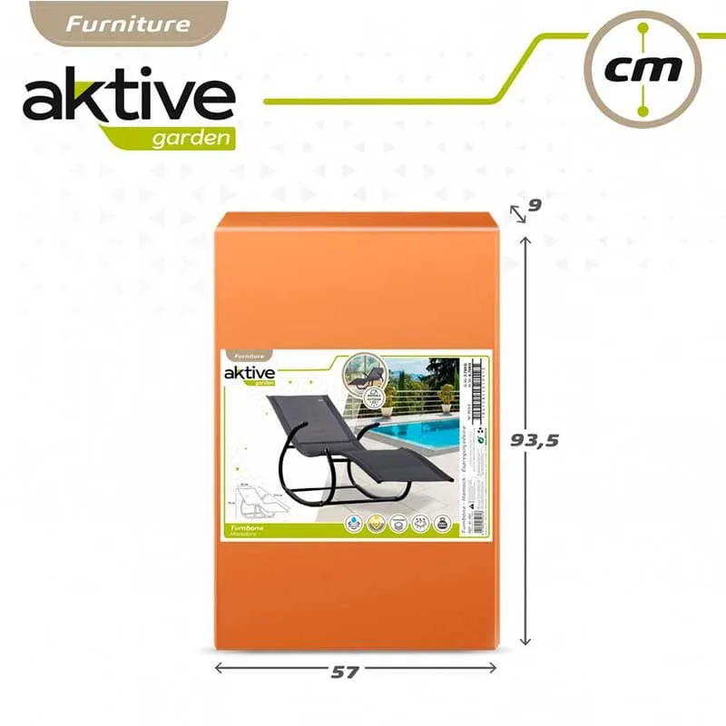 Tumbona mecedora Aktive con cojín antracita 75x60x172 cm