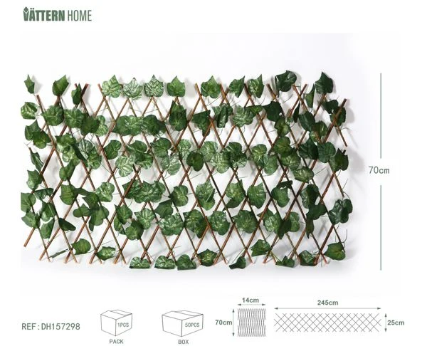 Valla de uva de hoja enorme de 70 cm de madera + poliéster de seda verde en capas gruesas, textura clara, natural y verdad...