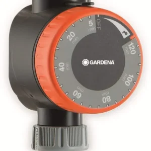 Regulador de Presión Gardena 1169-20 Temporizador para grifos con rosca de 26,5 mm (G 3/4) o 33,3 mm (G1), Gris/Naranja