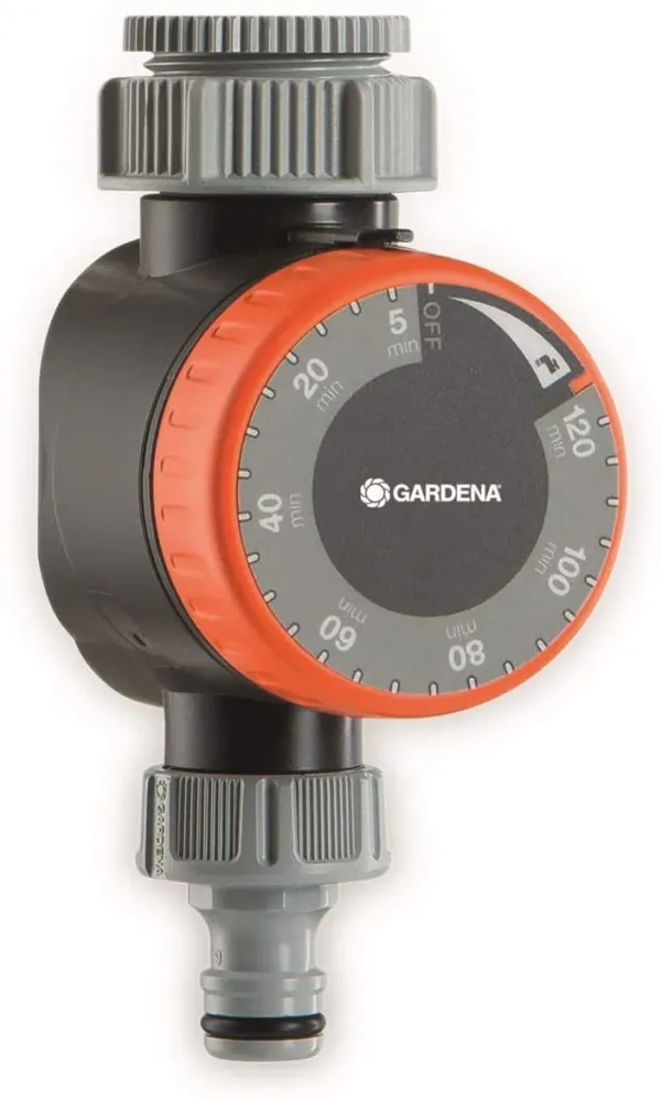 Regulador de Presión Gardena 1169-20 Temporizador para grifos con rosca de 26,5 mm (G 3/4) o 33,3 mm (G1), Gris/Naranja