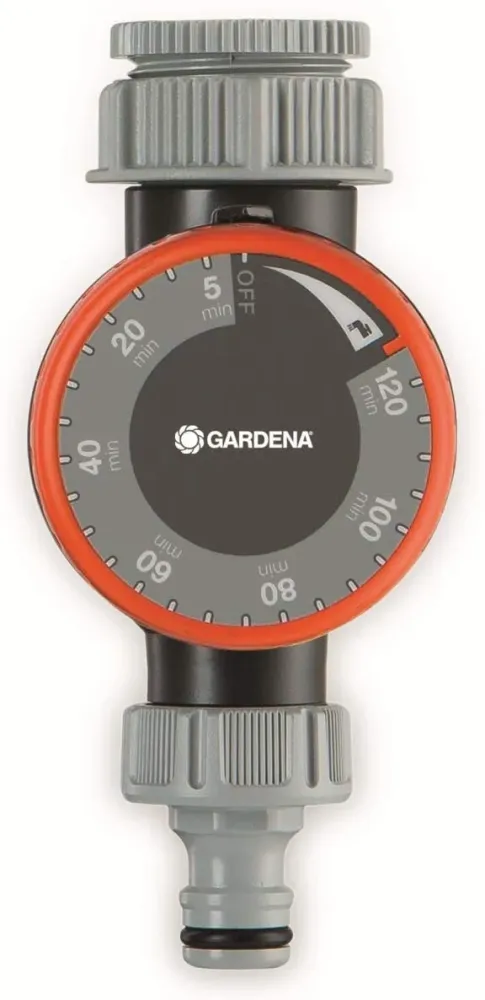 Regulador de Presión Gardena 1169-20 Temporizador para grifos con rosca de 26,5 mm (G 3/4) o 33,3 mm (G1), Gris/Naranja