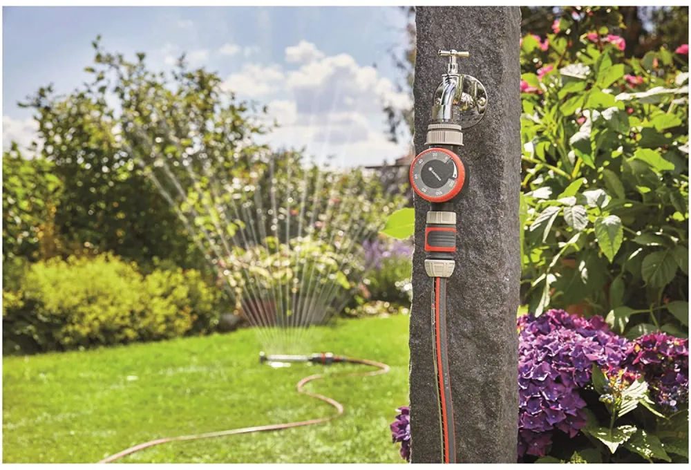 Regulador de Presión Gardena 1169-20 Temporizador para grifos con rosca de 26,5 mm (G 3/4) o 33,3 mm (G1), Gris/Naranja