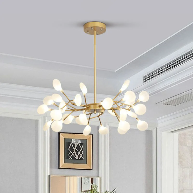 Instrumento Meteorológico Analógico Branche d'arbre nordique LED lustre acrylique chambre plafond Suspension en or