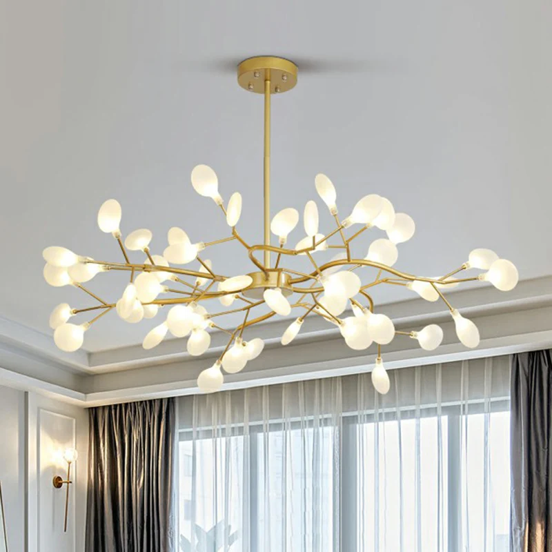Instrumento Meteorológico Analógico Branche d'arbre nordique LED lustre acrylique chambre plafond Suspension en or