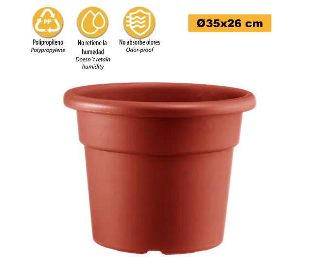 Maceta Cilíndrica Ø Cm 35 terracota con Registro Histórico