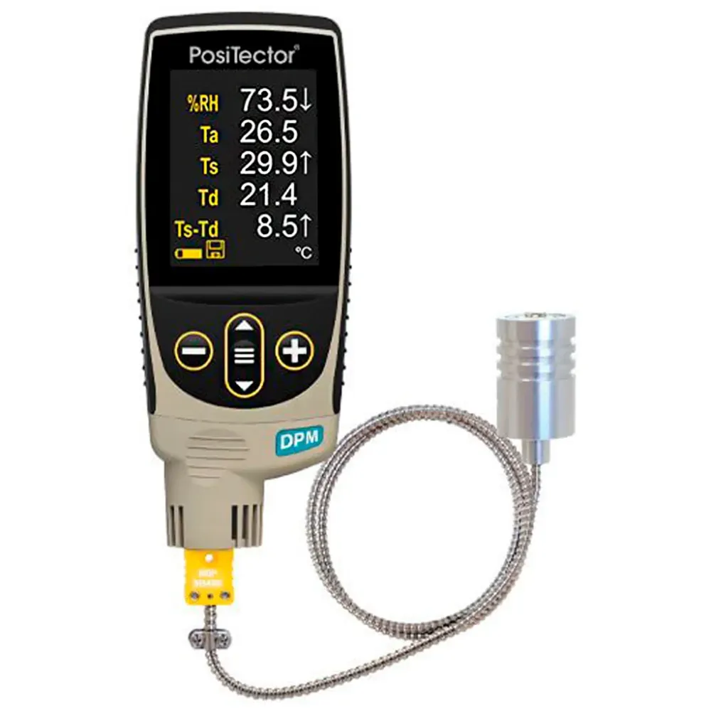 PosiTector DPMS Típico con sonda sensor de temperatura de superficie cableada con Pantalla LCD Iluminada