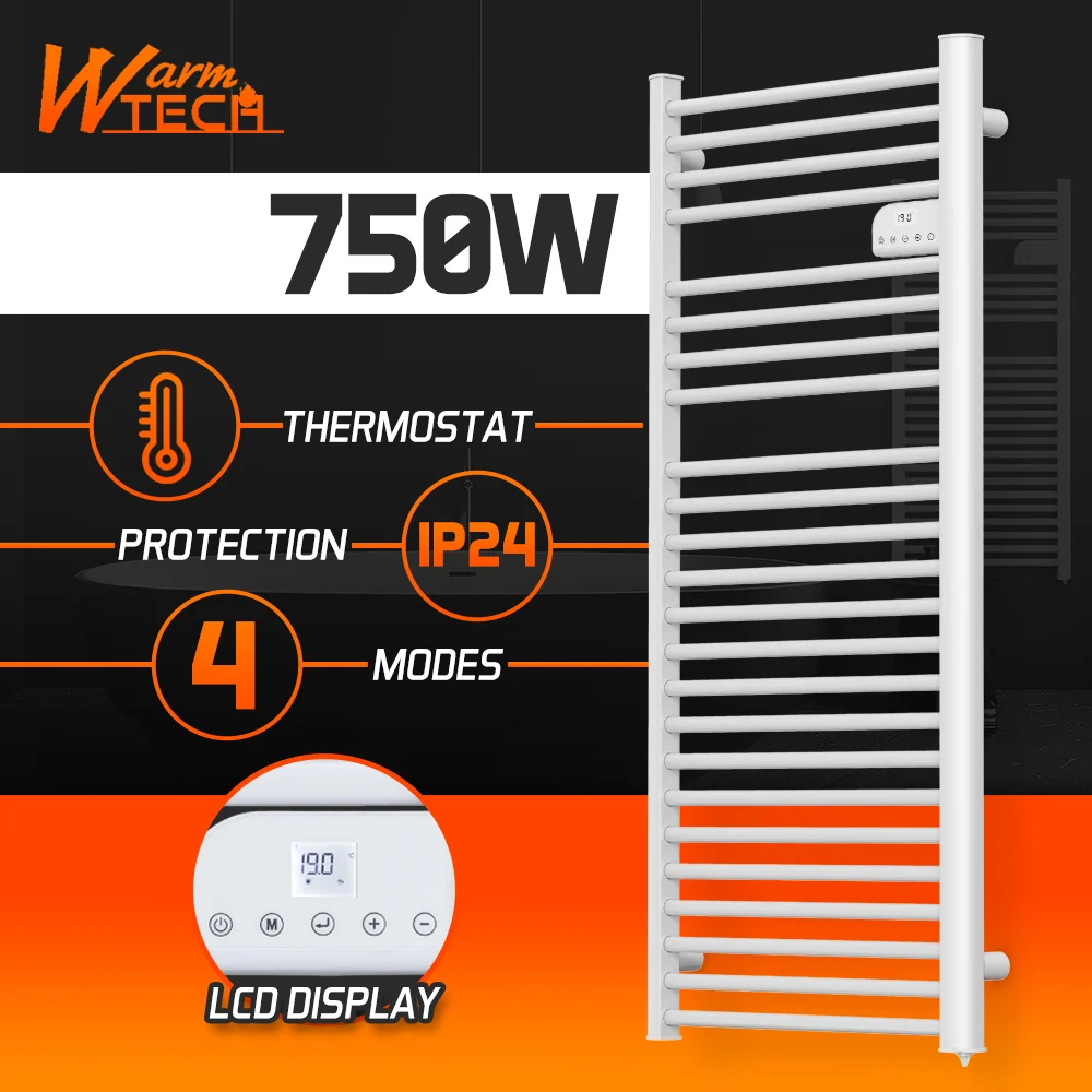 Sèche-serviettes 750W - blanc - thermostat LCD, 4 modes con Alerta de Heladas