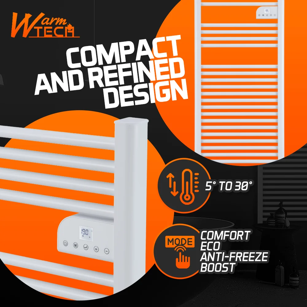 Sèche-serviettes 750W - blanc - thermostat LCD, 4 modes con Alerta de Heladas