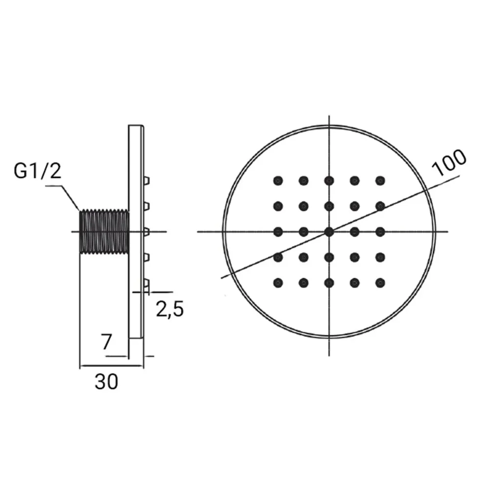 Soffione chorro corporal de pared 100mm en latón oro cepillado | Envío Rápido