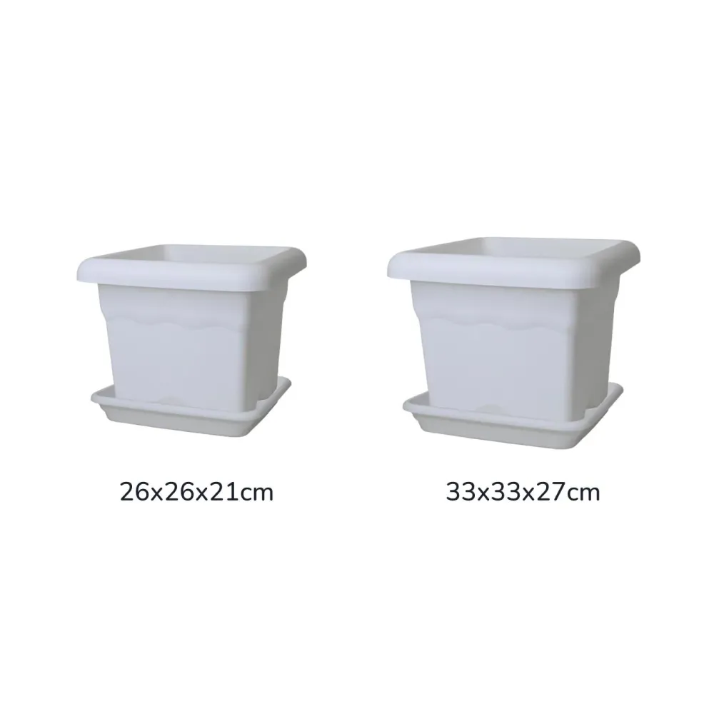 Sistema de Jardín Vertical Modular Pack maceta cuadrada con plato color blanco Terra 33 x 33 x 27 cm