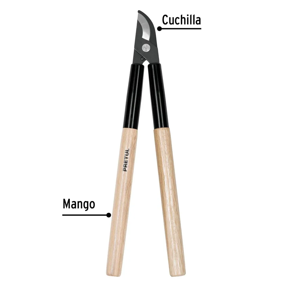 Tijeras para ramas 16", mango de madera, Pretul (Modelo Hori-Hori)