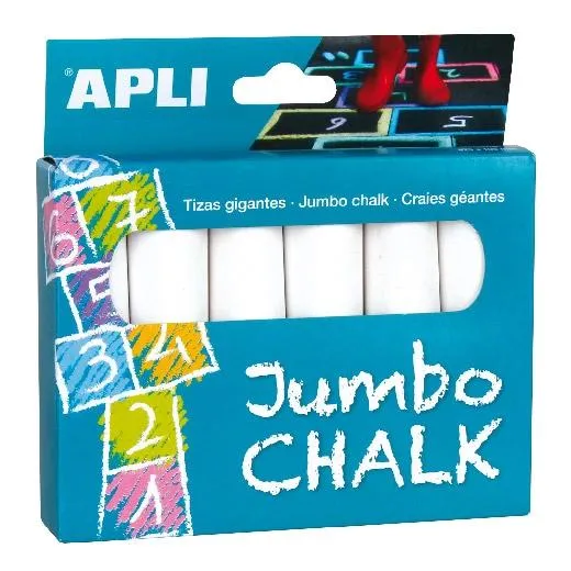 APLI TIZAS GIGANTES ENORME Ø25X105MM BLANCO CAJA 6 UD