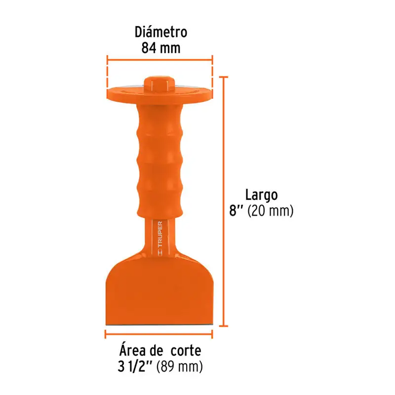 Desplantador de Malezas Cincel ladrillero 3 1/2 x 8" con grip, truper