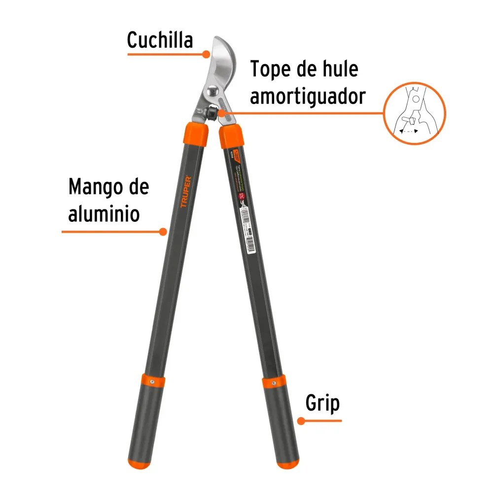 Transplantador de Acero Forjado Tijera para ramas 21", mango madera, tipo California