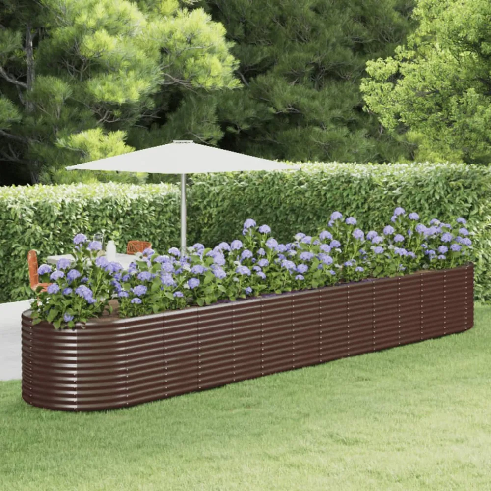 vidaXL jardinera de acero recubrimiento en polvo marrón 554x100x68 cm