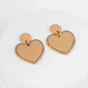 Aretes colgantes corazón dorado
