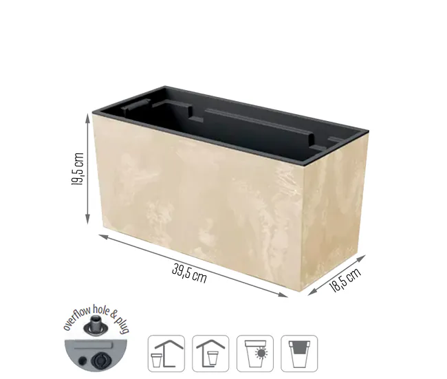 Cesta Colgante con Malla Maceta Urbi Case Beton Effect , Dimensiones (Mm) 395X185X195, Color Crema