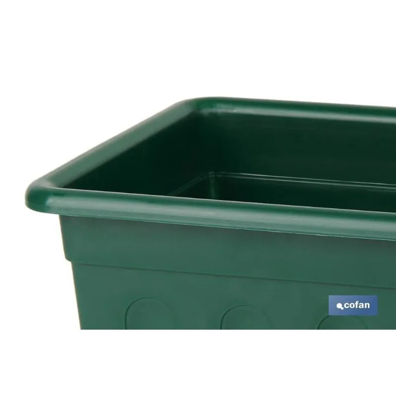 Jardinera verde modelo azahar 50x21.5x16cm venta unitaria con Sistema de Autoriego