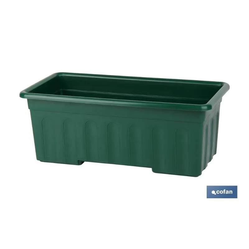 Jardinera verde modelo azahar 50x21.5x16cm venta unitaria con Sistema de Autoriego