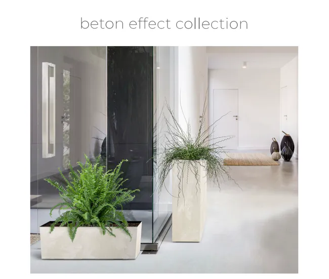 Maceta Urbi Case Beton Effect W , Dimensiones (Mm) 395X185X195, Color Crema para Espacios Pequeños