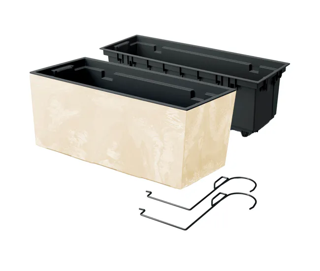 Maceta Urbi Case Beton Effect W , Dimensiones (Mm) 395X185X195, Color Crema para Espacios Pequeños