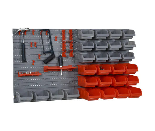 DURHAND Organizador de Herramientas de Pared de 44 Piezas 95x54 cm Estanterí de Pared para Herramientas con 28 Cajas Apila...