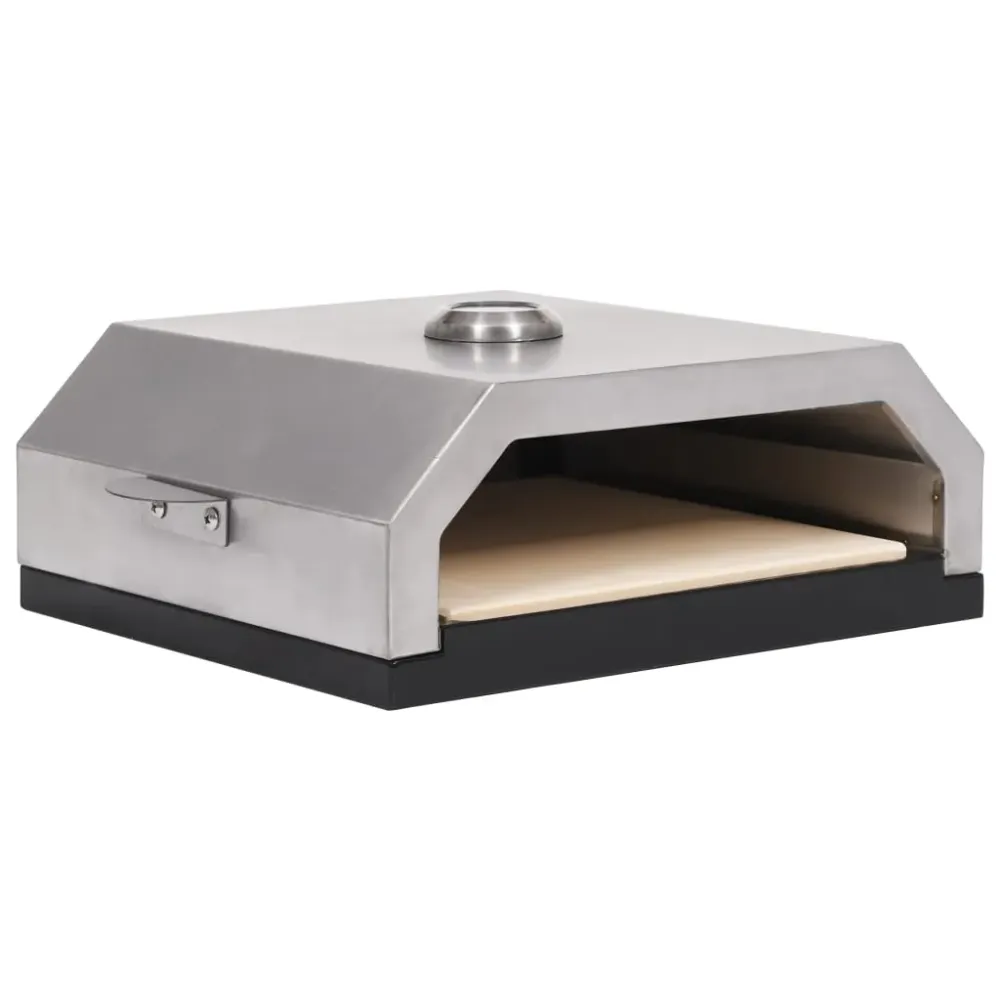 Horno para pizzas para barbacoa con piedra de cerámica inox 15,5x35x49 cm