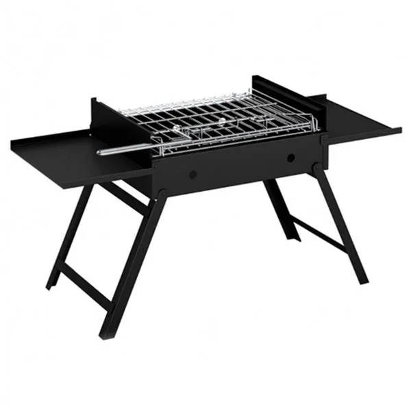 Barbacoa Twist BBQ con parrilla giratoria plegable acero cromado negro 86x50x34 cm