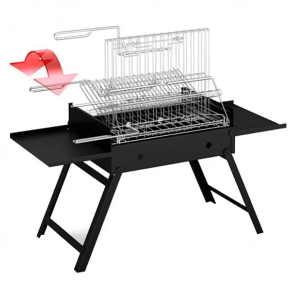 Barbacoa Twist BBQ con parrilla giratoria plegable acero cromado negro 86x50x34 cm