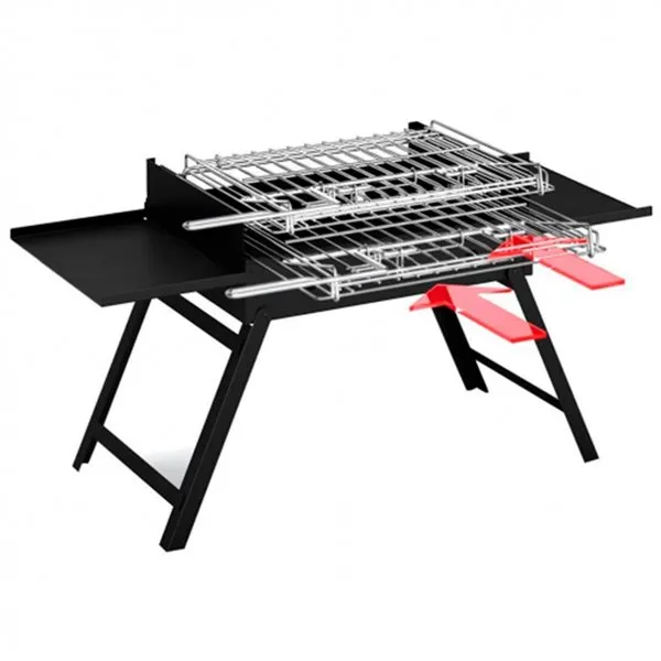 Barbacoa Twist BBQ con parrilla giratoria plegable acero cromado negro 86x50x34 cm