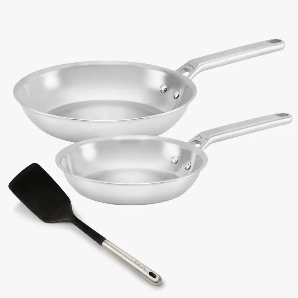 Conjunto de Frigideiras Samoa Inox (20 e 24 cm) + Espátula