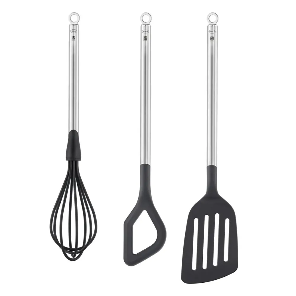 Conjunto de 3 utensilios de cocina de nailon con mango de inox Básico Line Rösle
