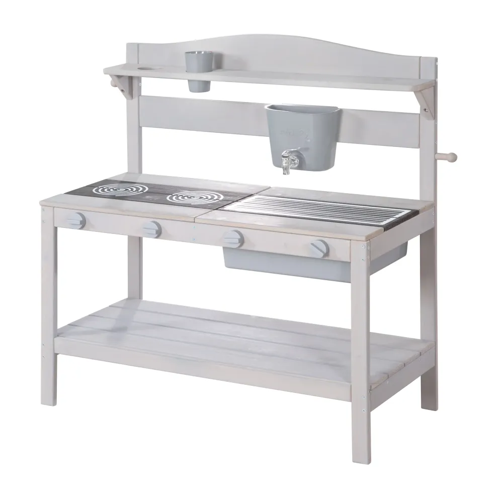 Cucina giocattolo per esterni con accessori - Legno certificato FSC - Smaltato grigio