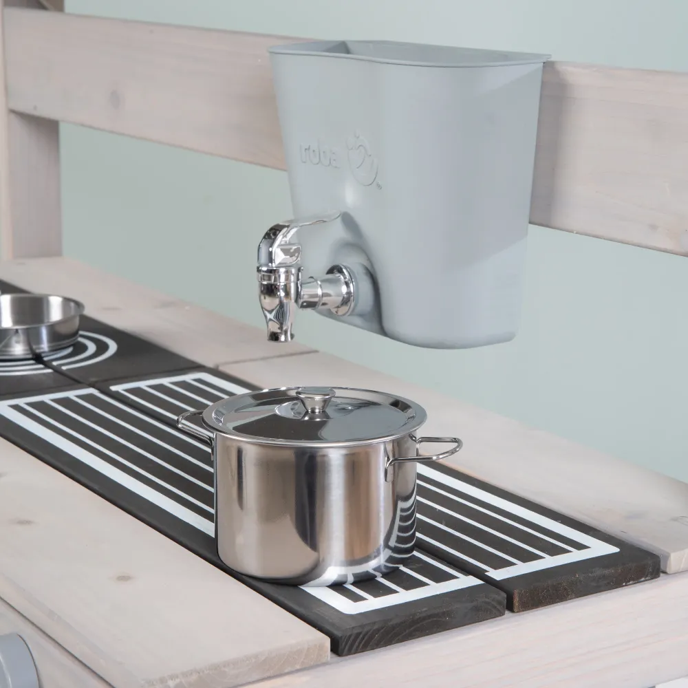 Cucina giocattolo per esterni con accessori - Legno certificato FSC - Smaltato grigio
