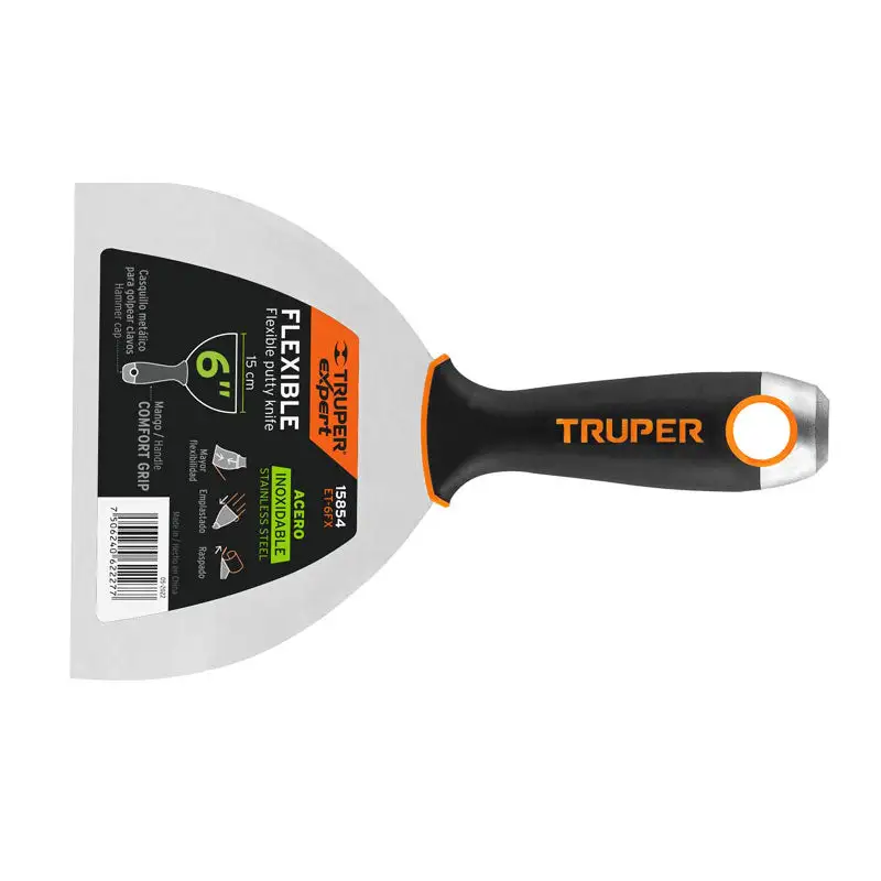 Espátula adaptable 6" acero inox. Mango comfort grip, truper expert