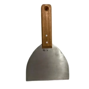 Espátula Inoxidable #14 con Mango de Madera | 24.5 cm extenso, 13 x 14 cm base, 158 g – Resistente y Funcional