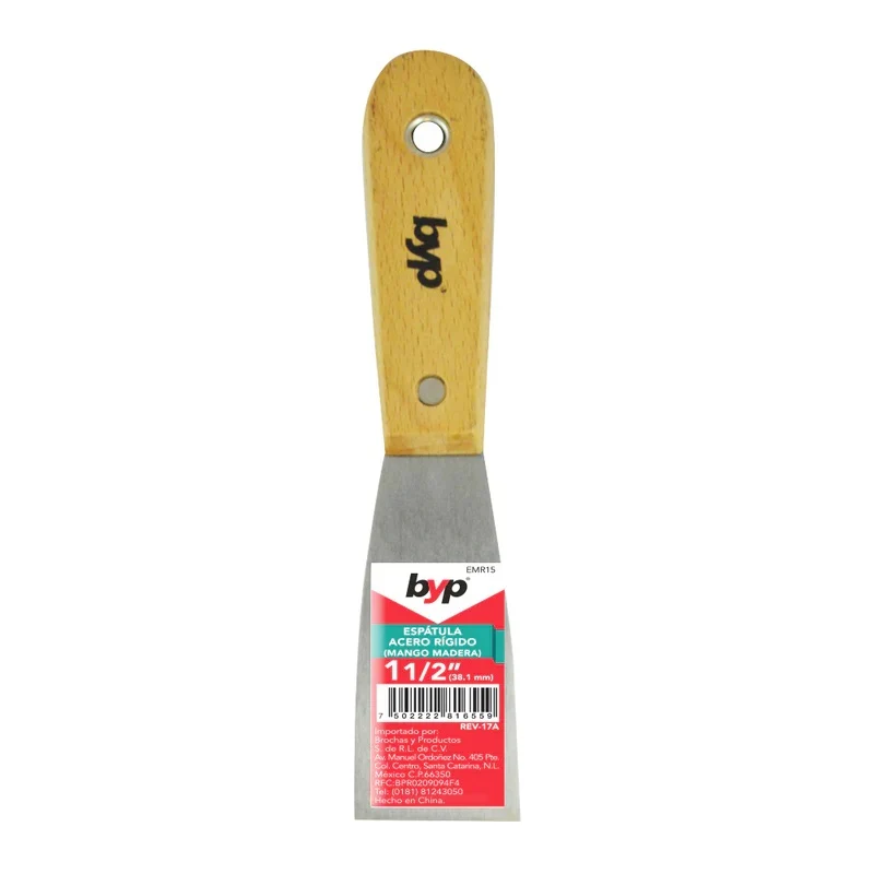 Espátula Rgida Mango de Madera 1 1/2", BYP EMR15