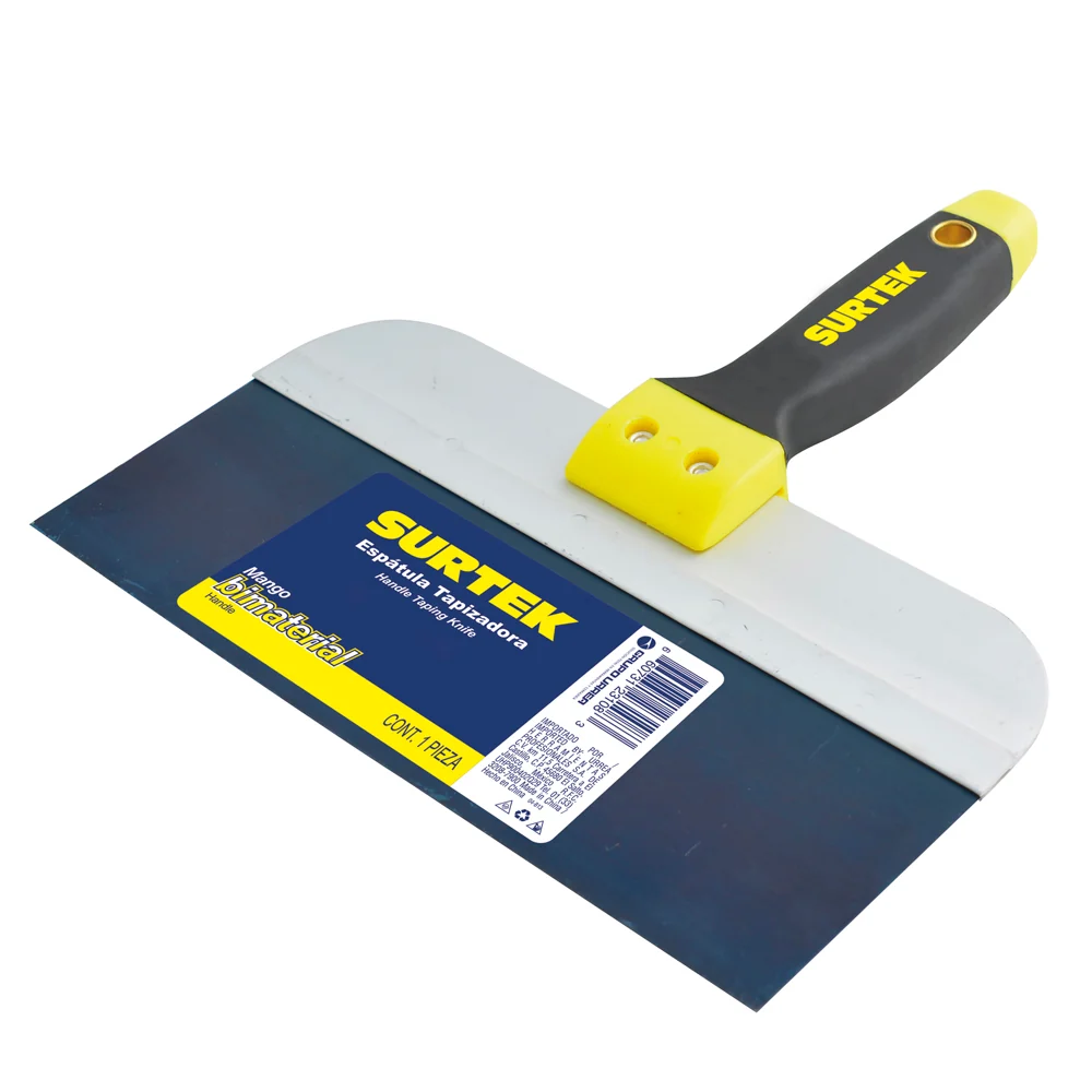 Espátula tapizadora de acero de largo carbón con mango bimaterial 10" Surtek