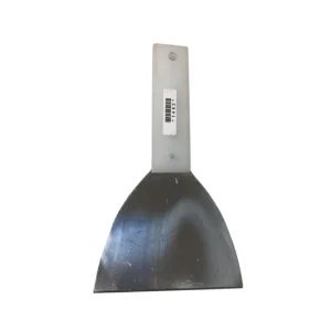 Espátula Triangular Inoxidable con Mango Blanco de Plástico | 23 cm extenso, 13.5 x 11 cm base, 204 g – Precisa y Resistente