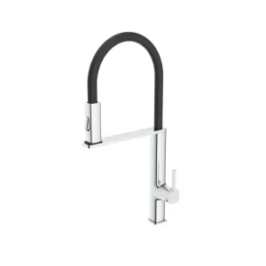 Grifo de cocina extraíble de caño largo con teLEDucha giratorio 360 cromo