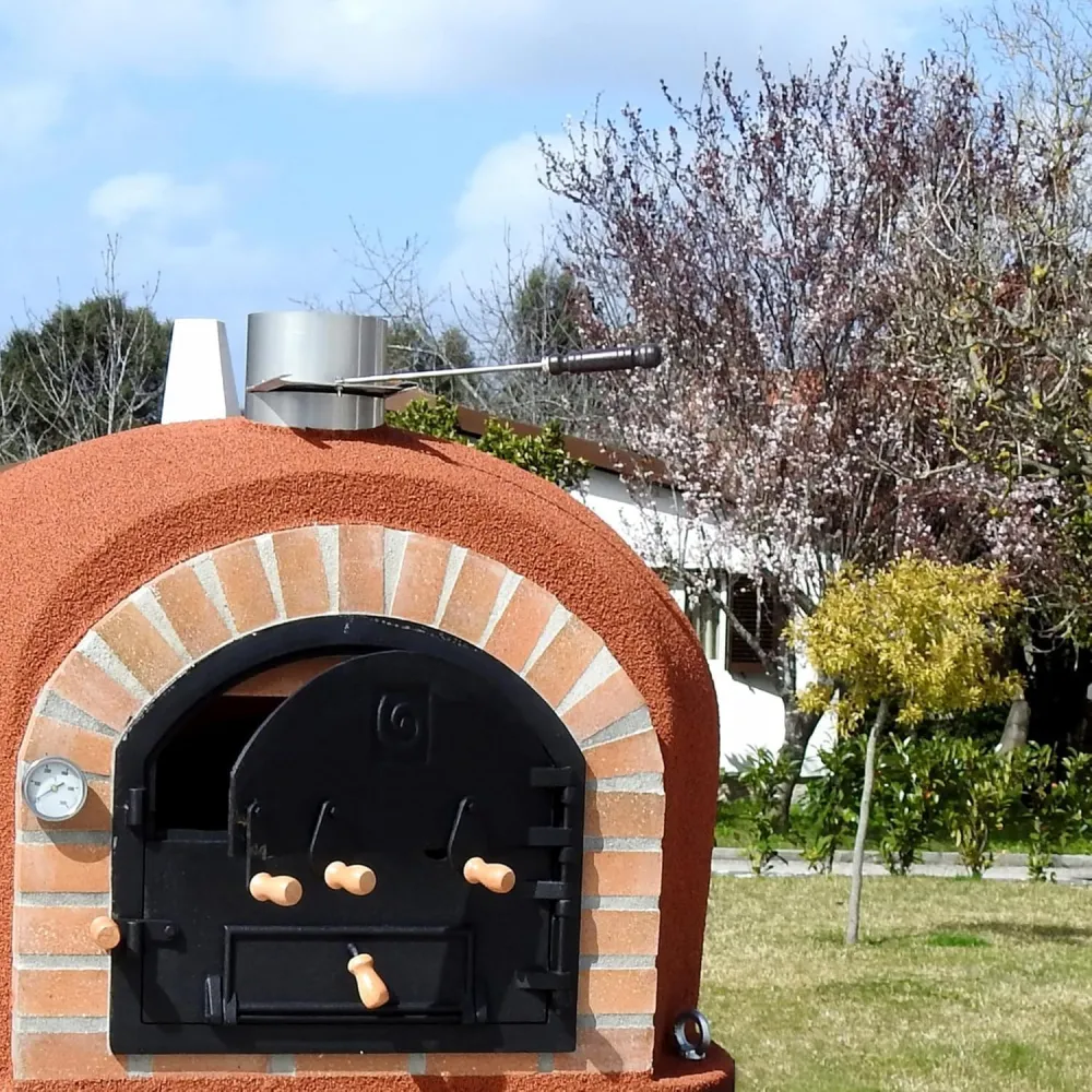 Horno de leñ exterior de obra modelo vesuvius blanco - 100x100x157cm