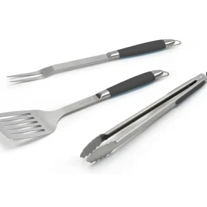 Juego de 3 Accesorios para Barbacoa en Acero Inoxidable | Juego de Cubiertos para Parrilla con Espátula