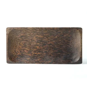 Plato de servir de madera de palmera Nunukan, realizado en Indonesia por artesanos, altura 2,5 cm prolongado 30 cm profund...