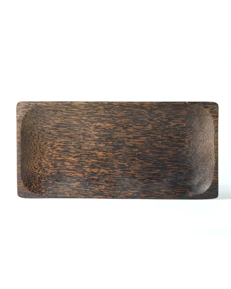 Plato de servir de madera de palmera Nunukan, realizado en Indonesia por artesanos, altura 2,5 cm prolongado 30 cm profund...