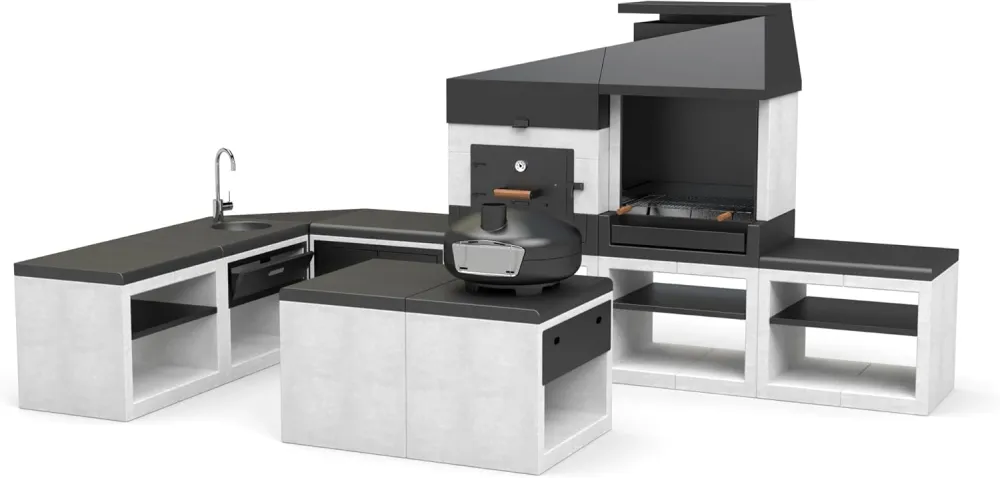 Tuozi - horno de leñ exterior modelo kitaway otte blanco,gris -84x63x170cm