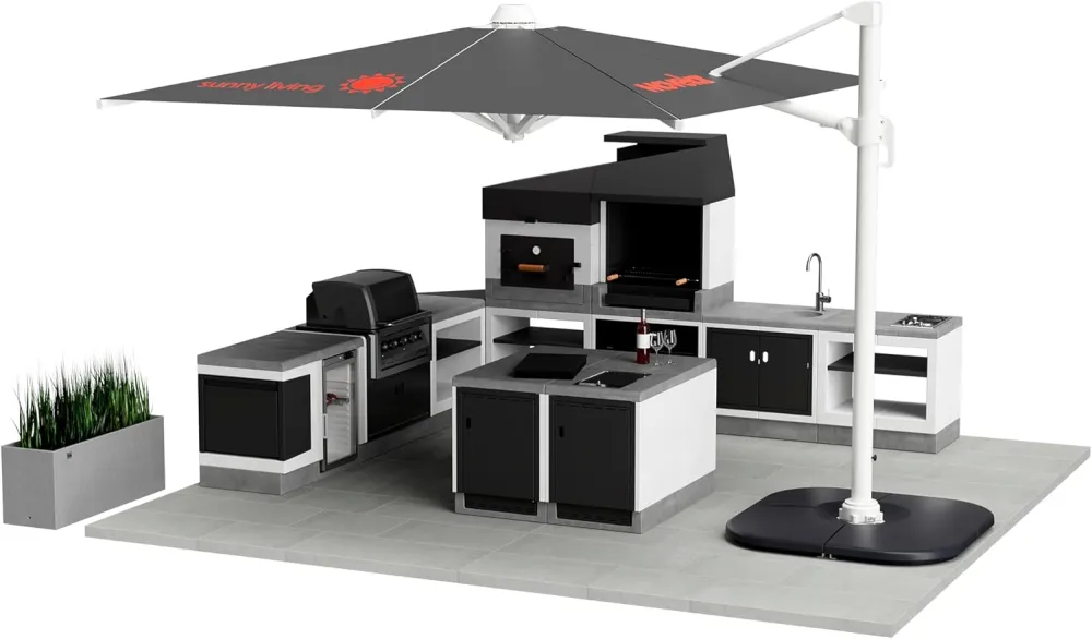 Tuozi - horno de leñ exterior modelo kitaway otte blanco,gris -84x63x170cm