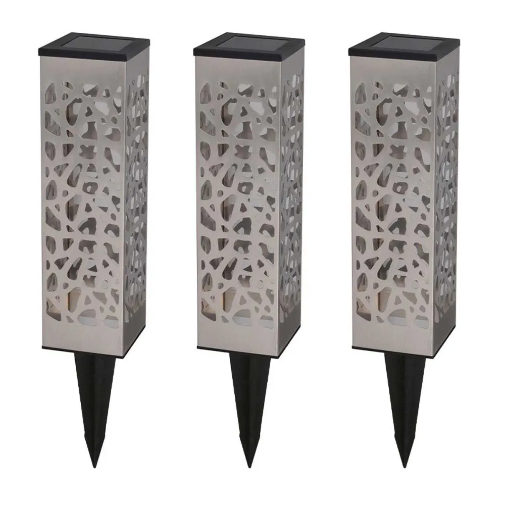 3 balizas solares para pegar en/sobre h31cm orgánico inox