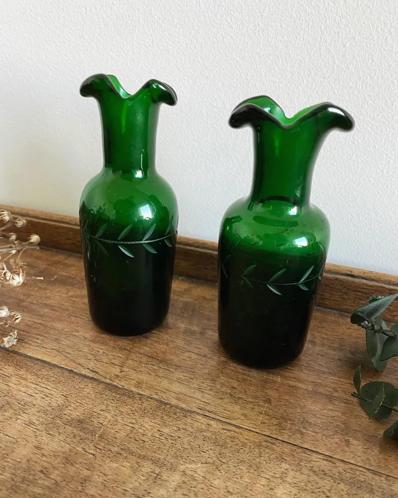 Bouteilles décoratives en verre vertes gravées con Instalación Rápida